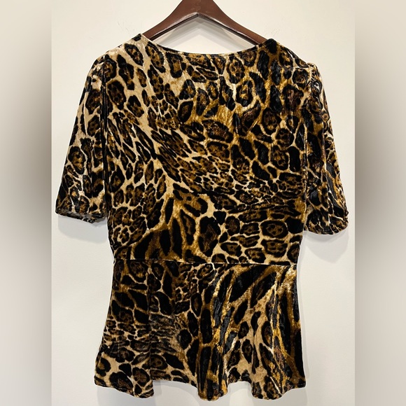 WAYF Velvet Leopard Puff Sleeve Top Size Medium - Picture 7 of 11